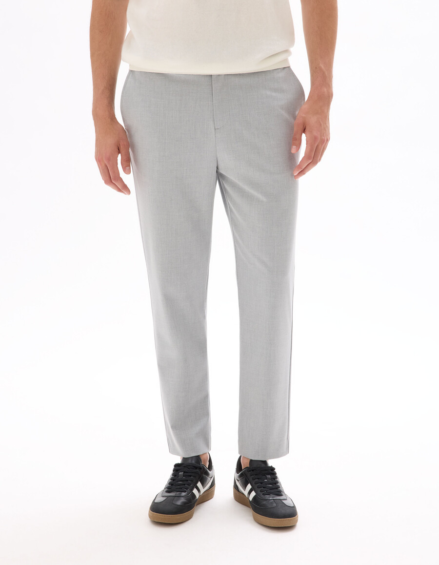 ljusgrå slim fit stretchbyxor 78 längd