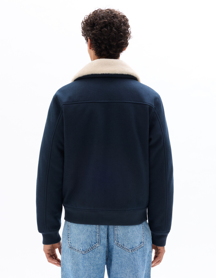 woolness ullblandad jacka med pälskrage