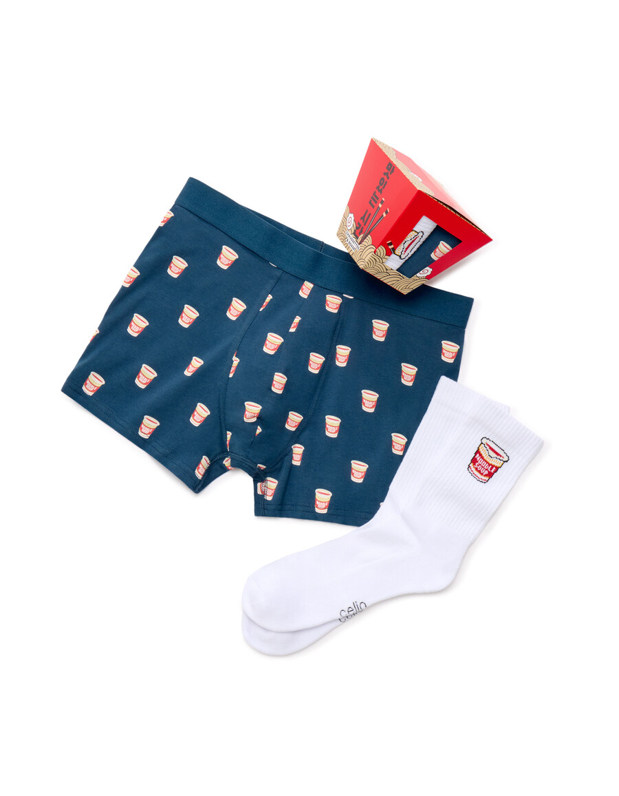 blå julnudlar boxershorts och strumpor duo presentset