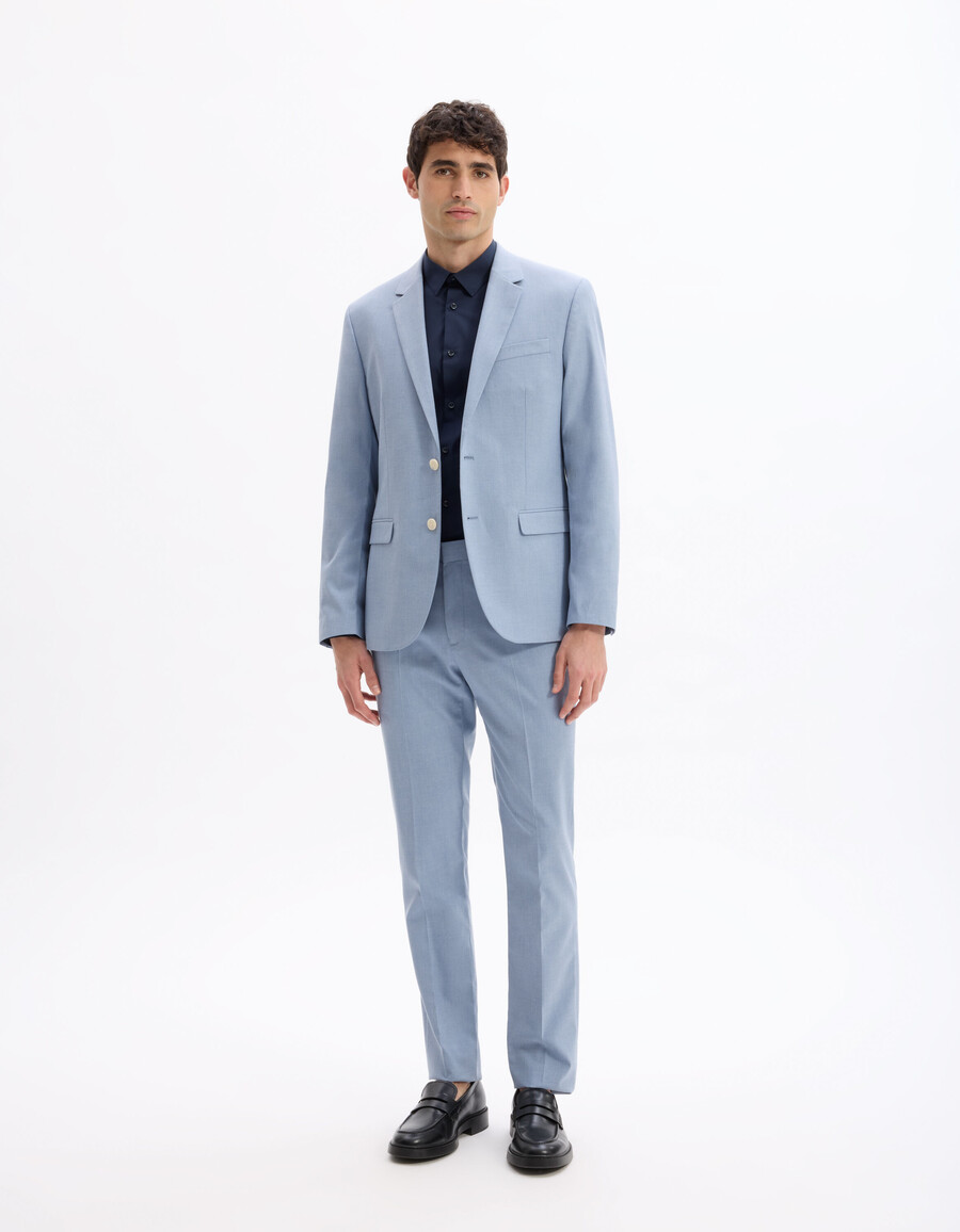 slimmade stretchiga kostymbyxor med chambray-mönster