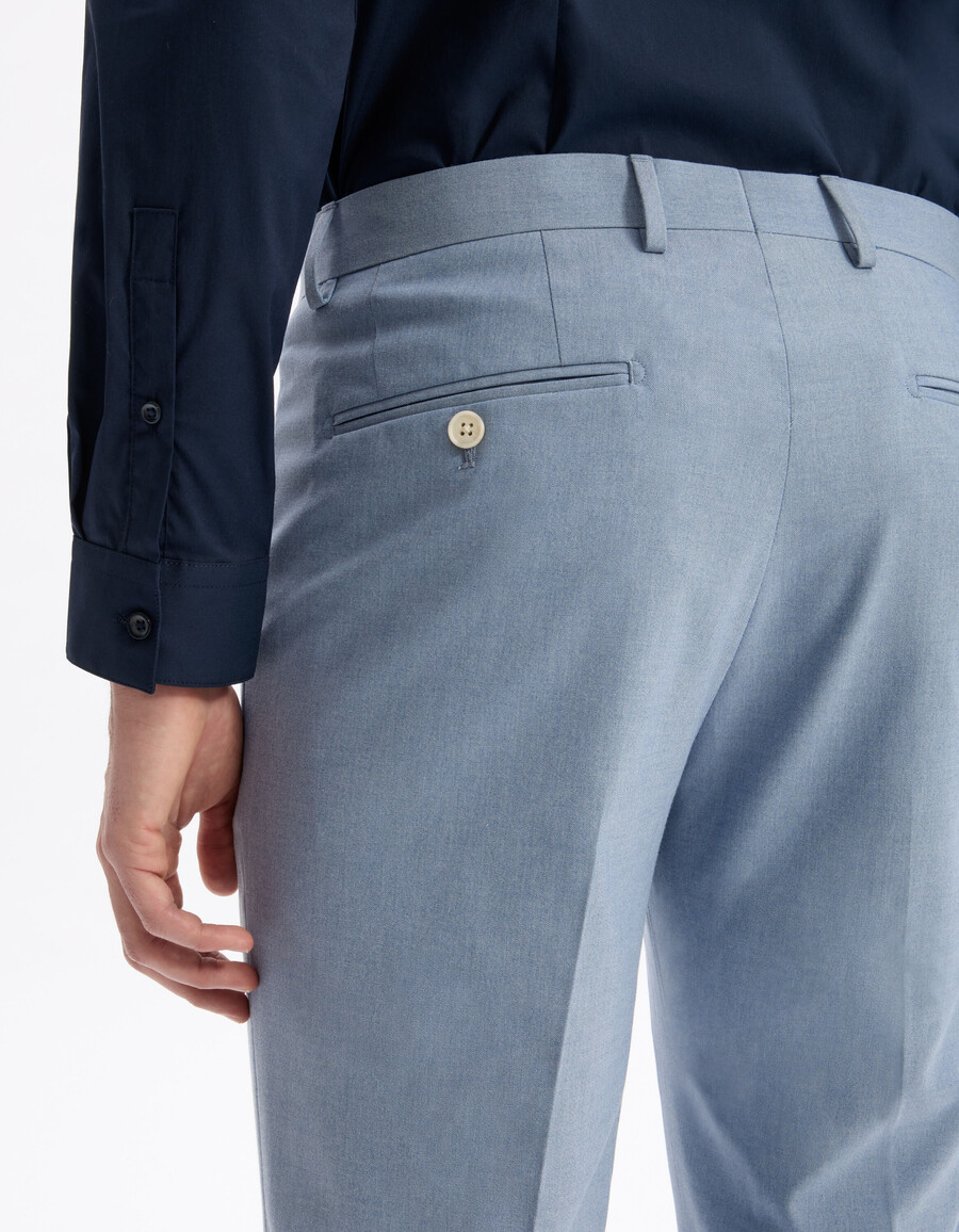 slimmade stretchiga kostymbyxor med chambray-mönster