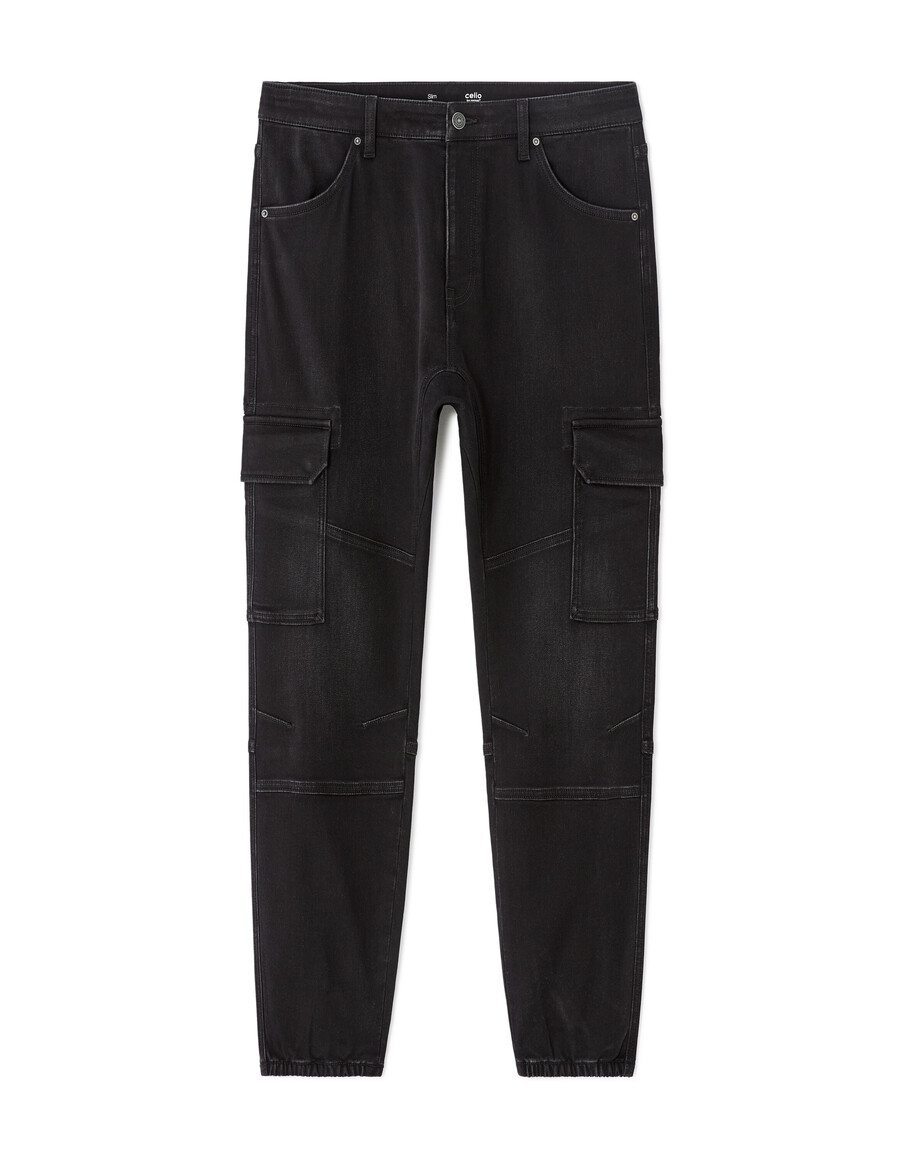 slimmade stretchiga bomulls-cargojeans