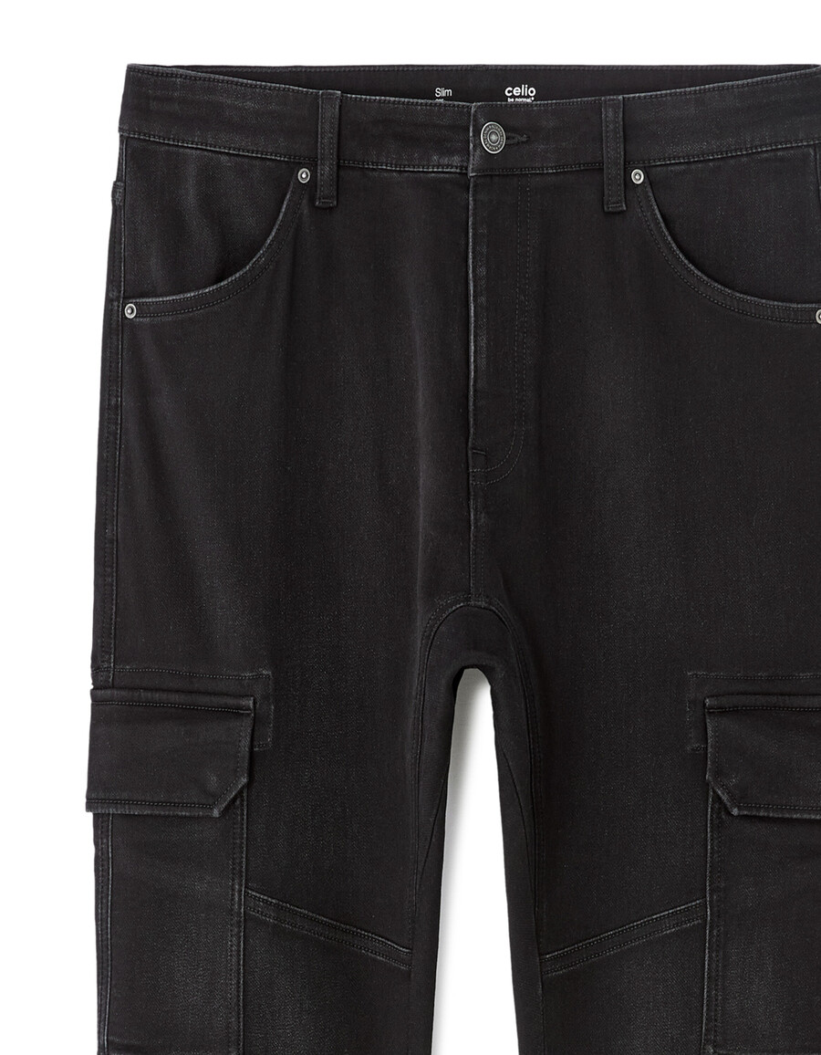 slimmade stretchiga bomulls-cargojeans