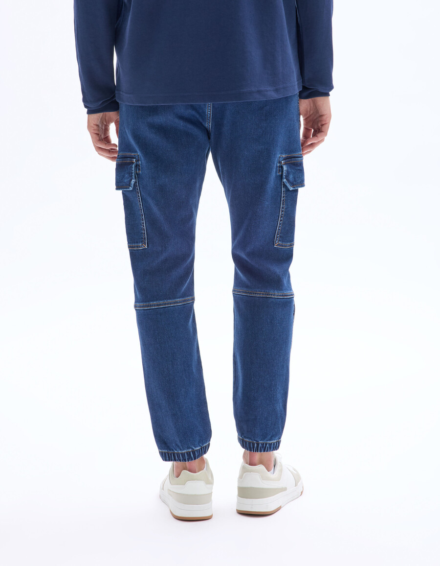 slimmade stretchiga bomulls-cargojeans