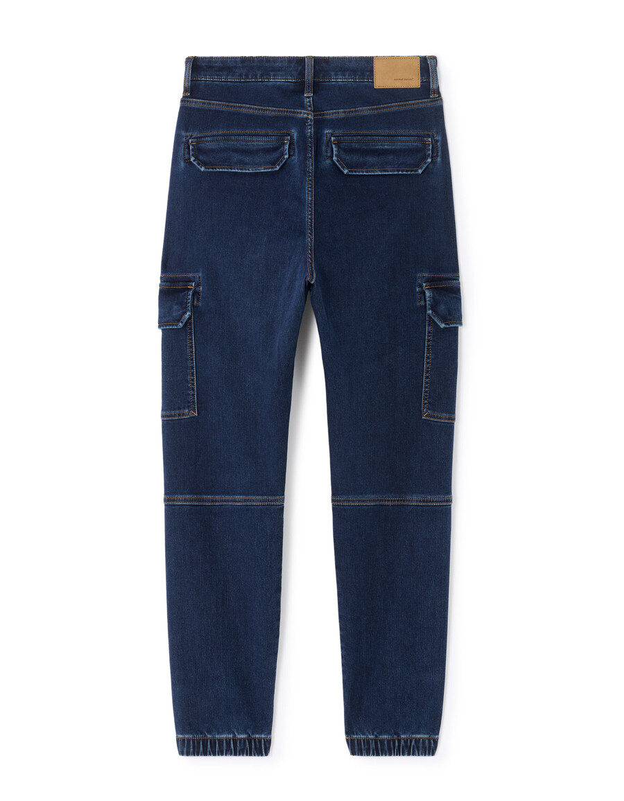 slimmade stretchiga bomulls-cargojeans