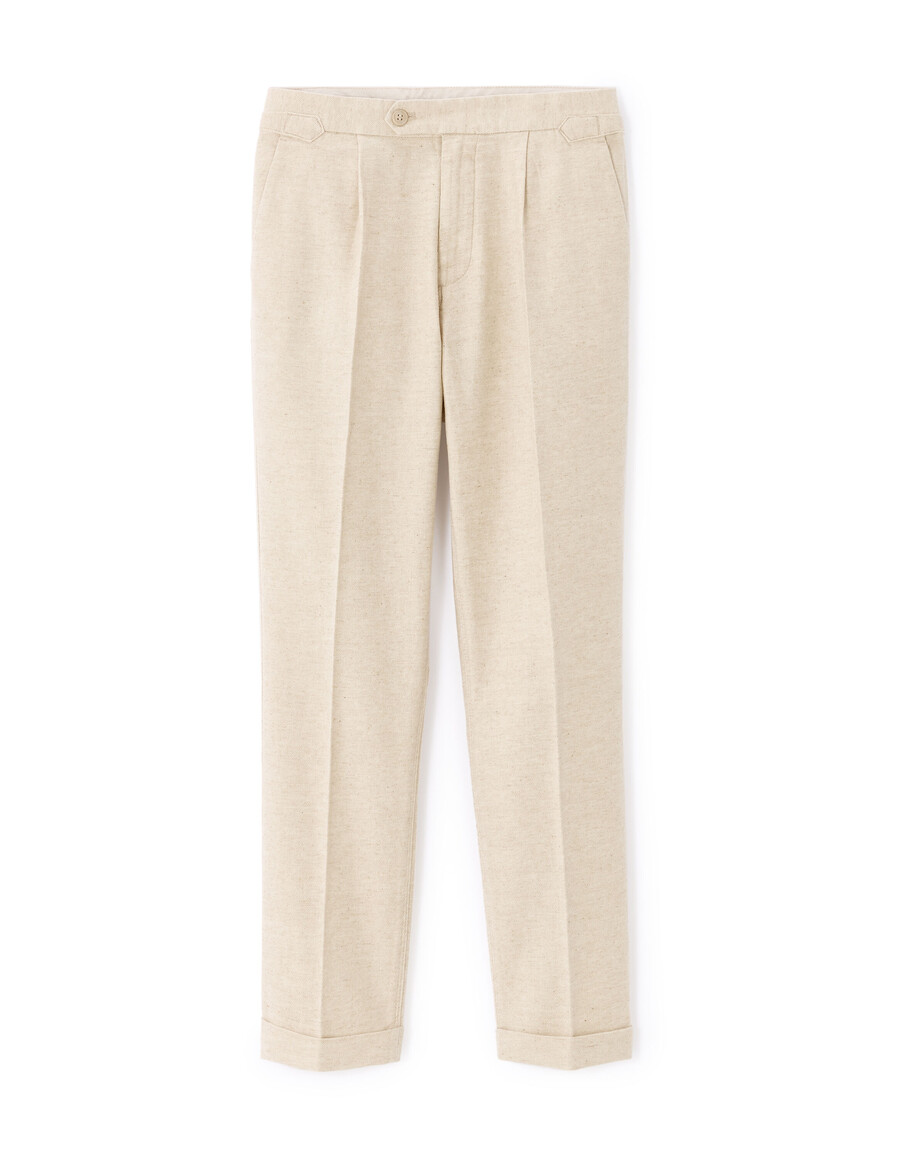 slimmade chinos i bomull och linne