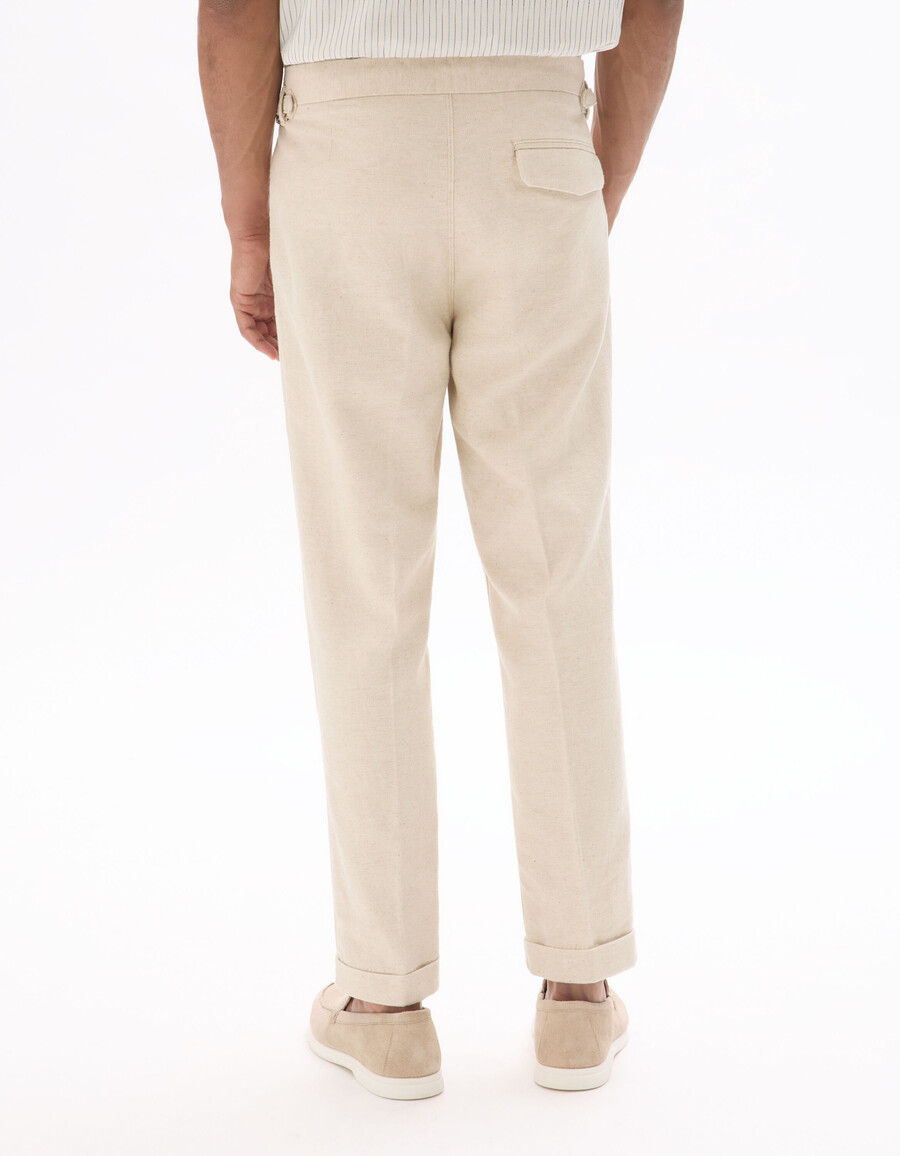 slimmade chinos i bomull och linne