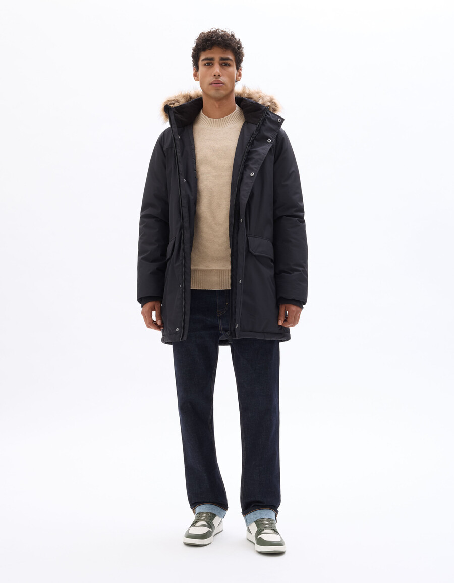dualtech kallvädersparkas med dun fjädrar och huva