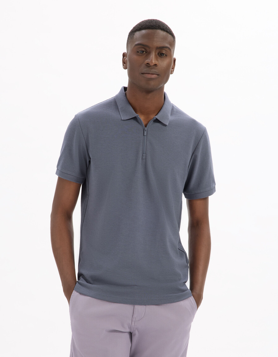 slim fit pikétröja bomullsblandning