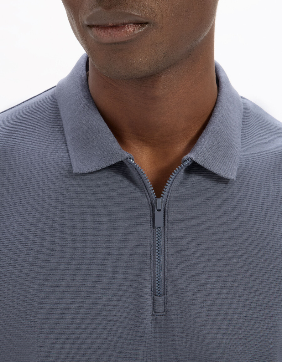 slim fit pikétröja bomullsblandning