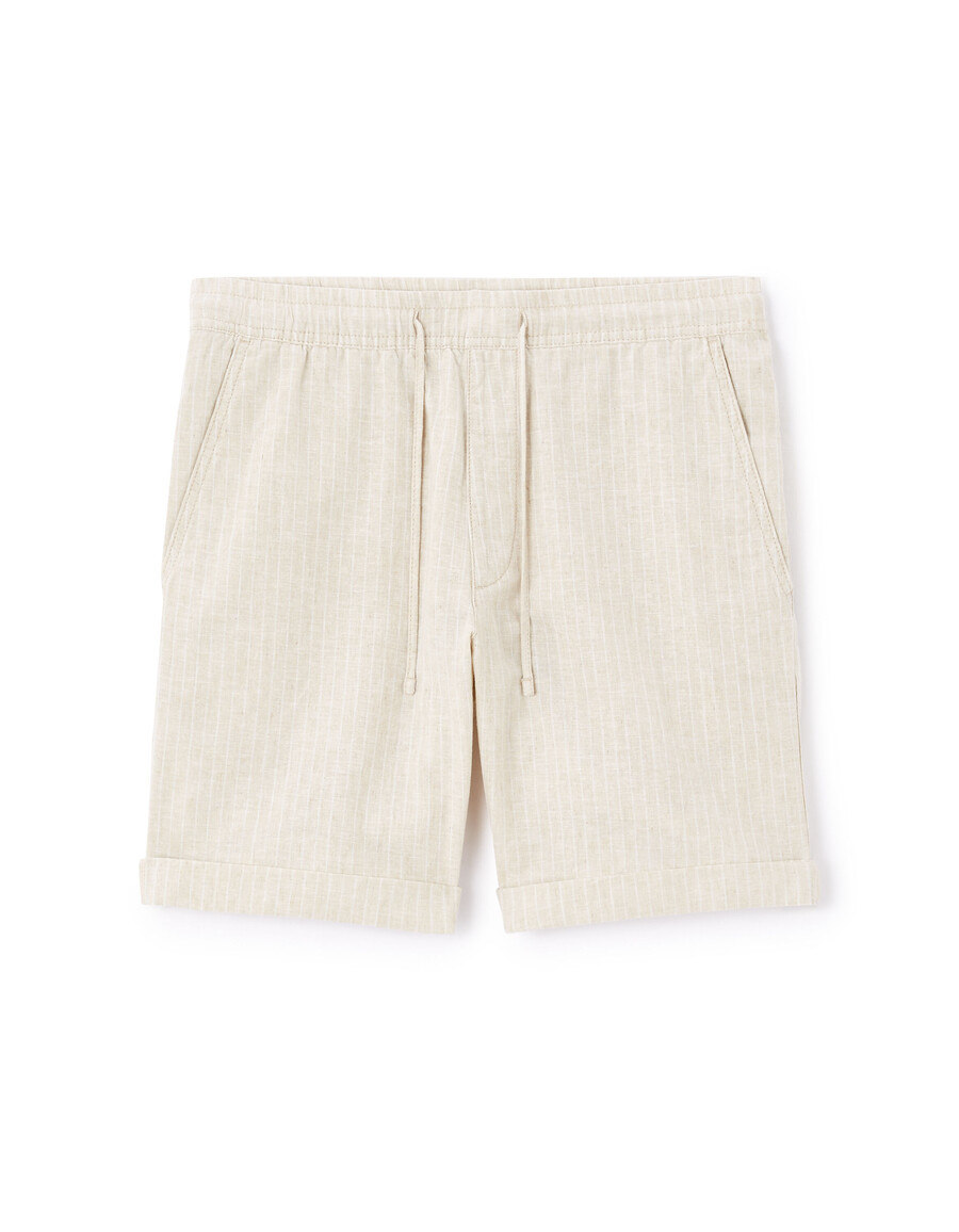 randiga bermudashorts i linne och bomull