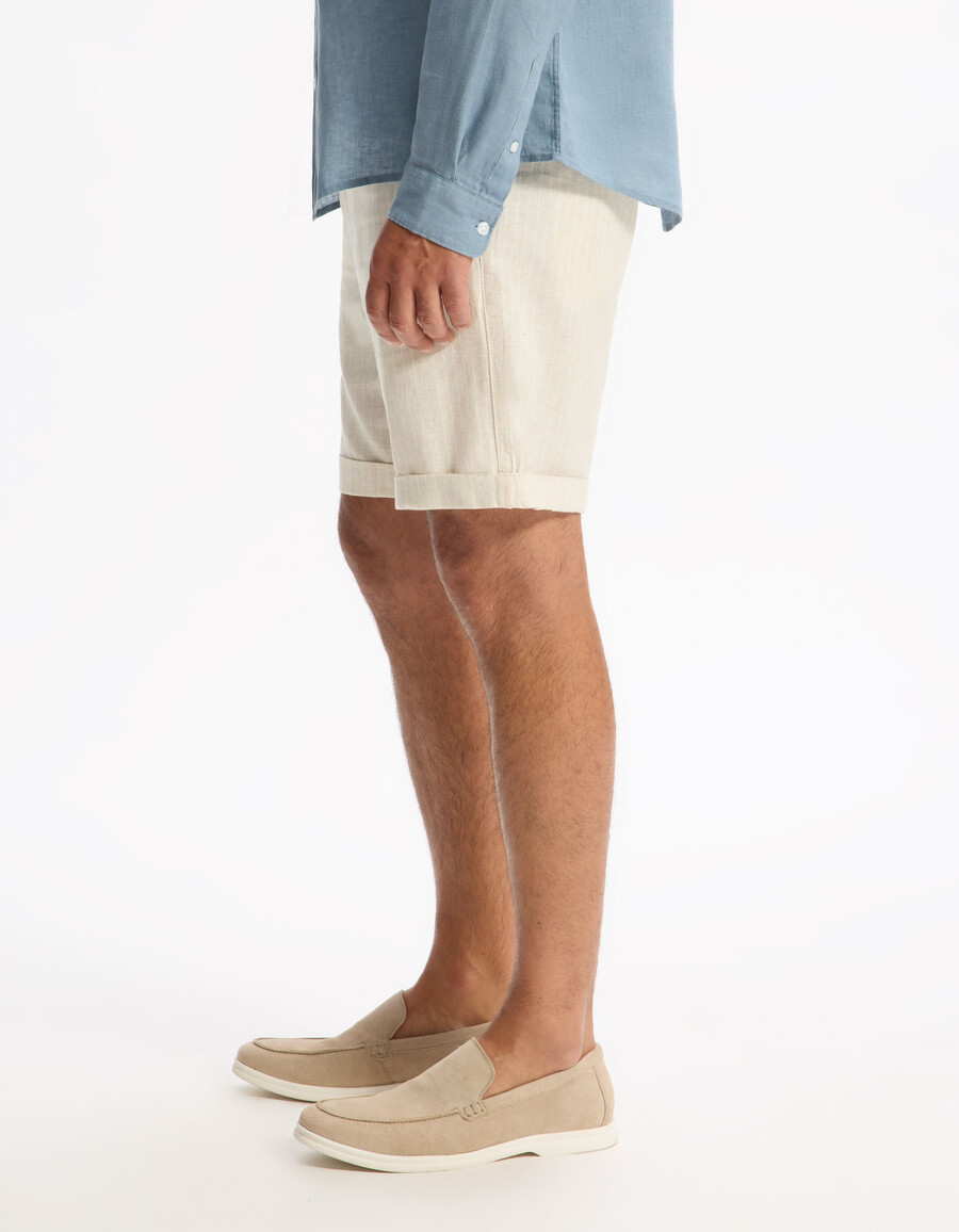 randiga bermudashorts i linne och bomull