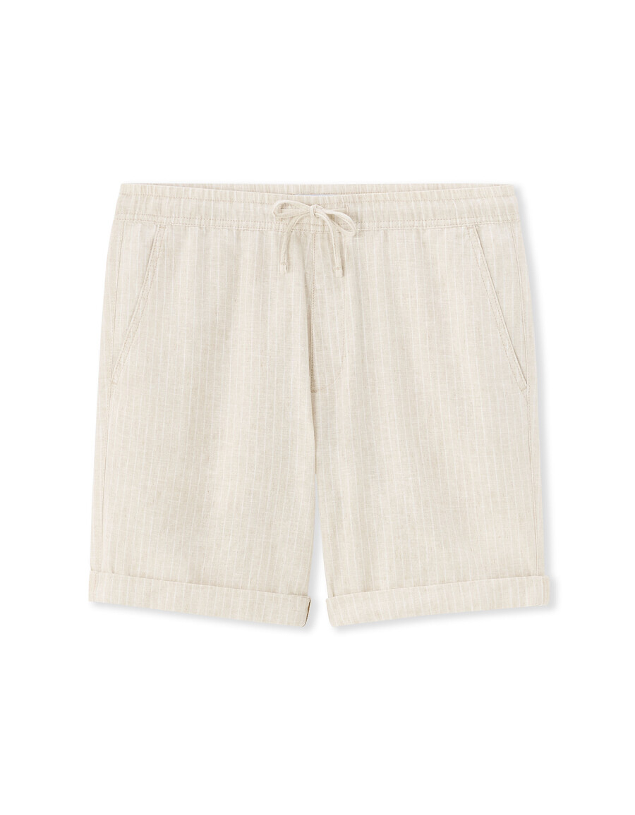 randiga bermudashorts i linne och bomull