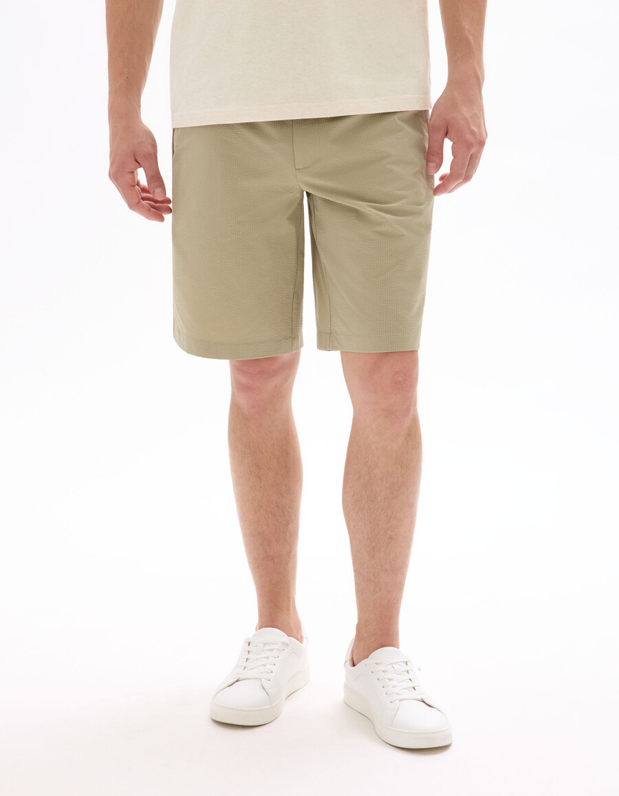taupe seersucker bermudashorts