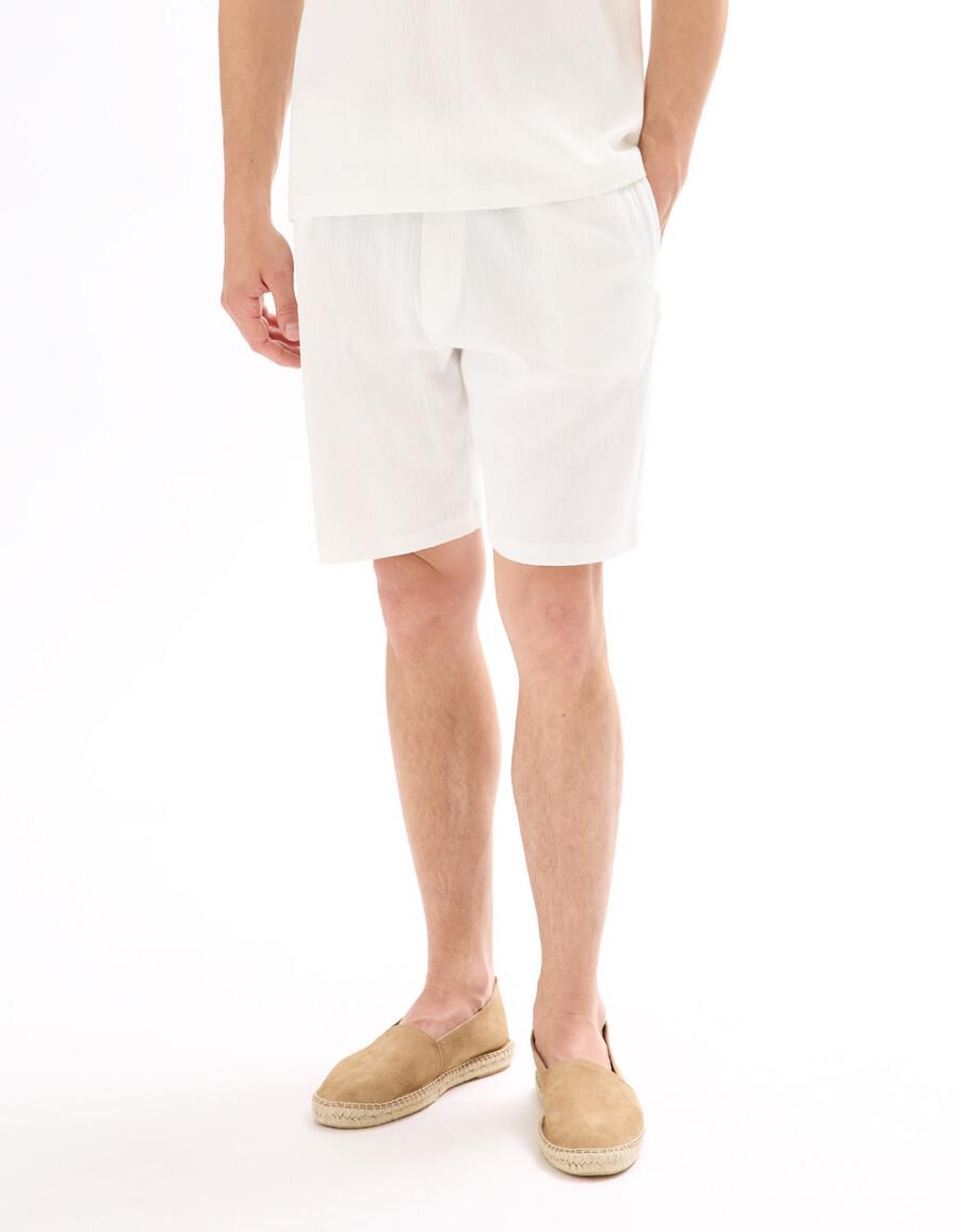 bermudashorts med dragsko i midjan stretchig bomull