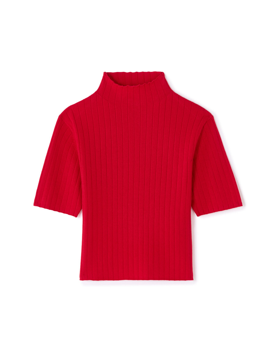 ribbad stickad kort topp