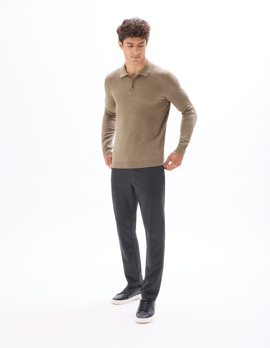 slim fit-tröja med polokrage 100 bomull