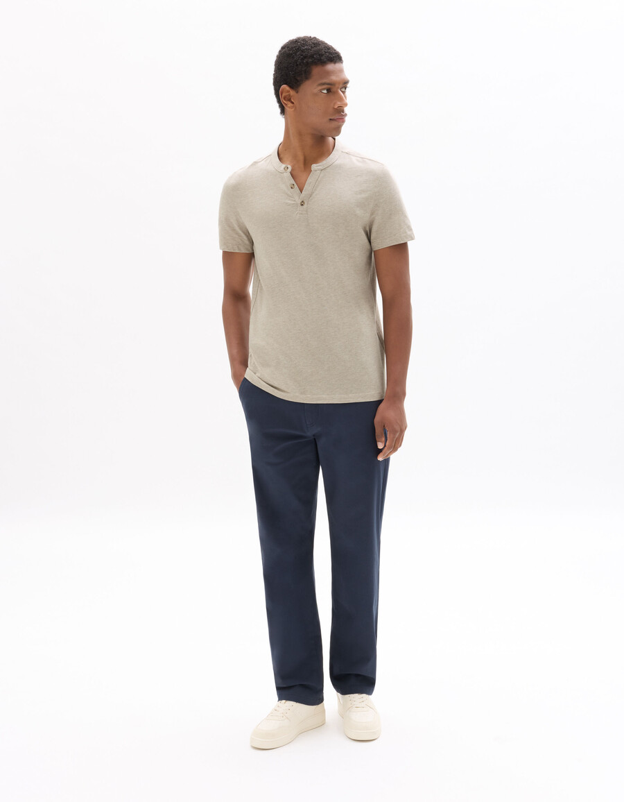 henley-t-shirt med normal passform bomullsblandning