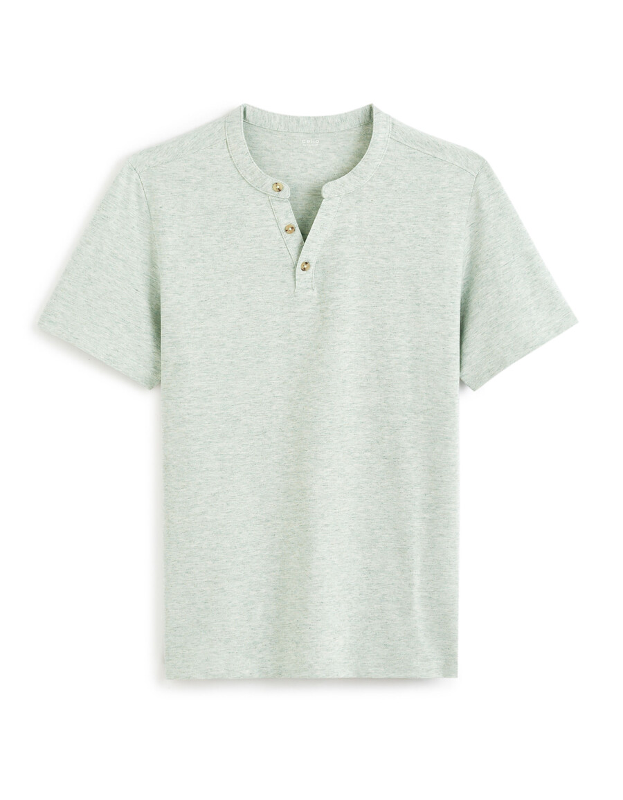 henley-t-shirt i bomullsblandning med normal passform