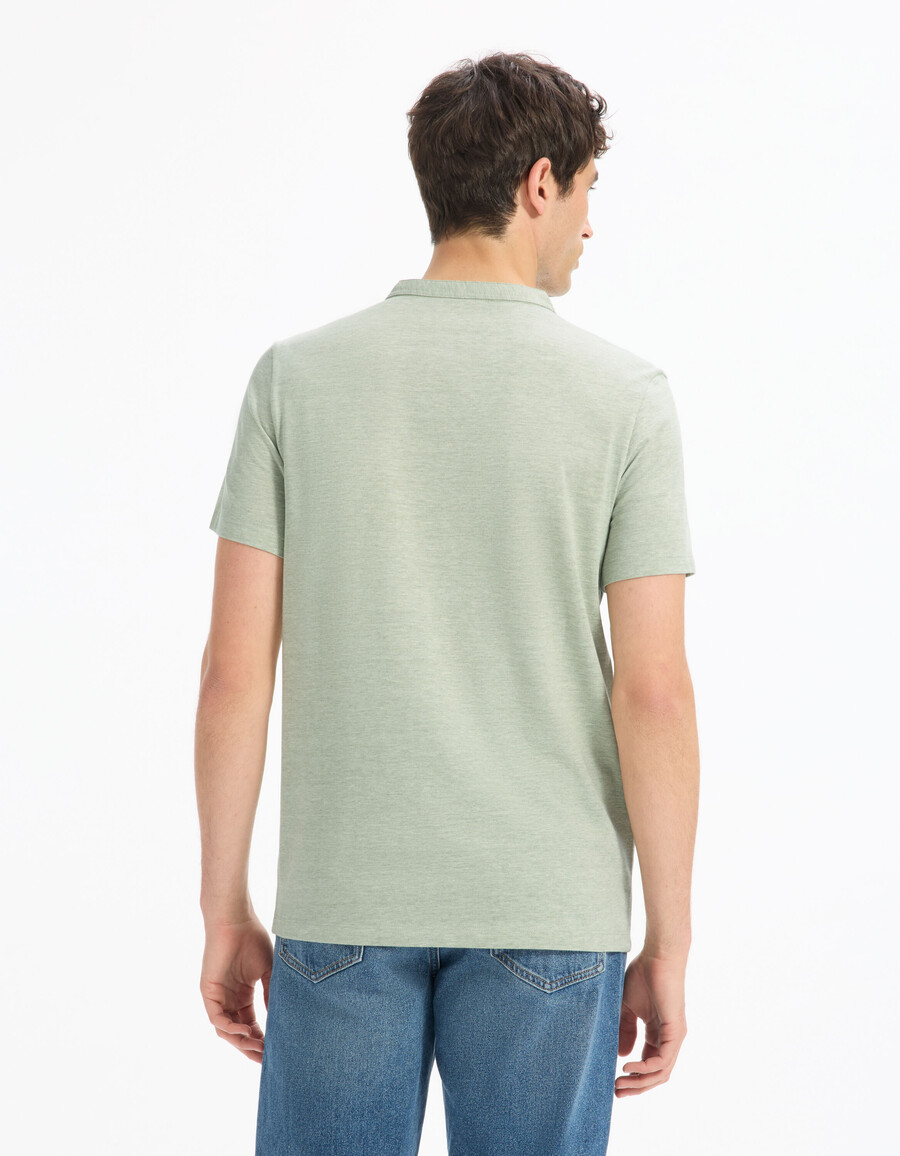 henley-t-shirt i bomullsblandning med normal passform