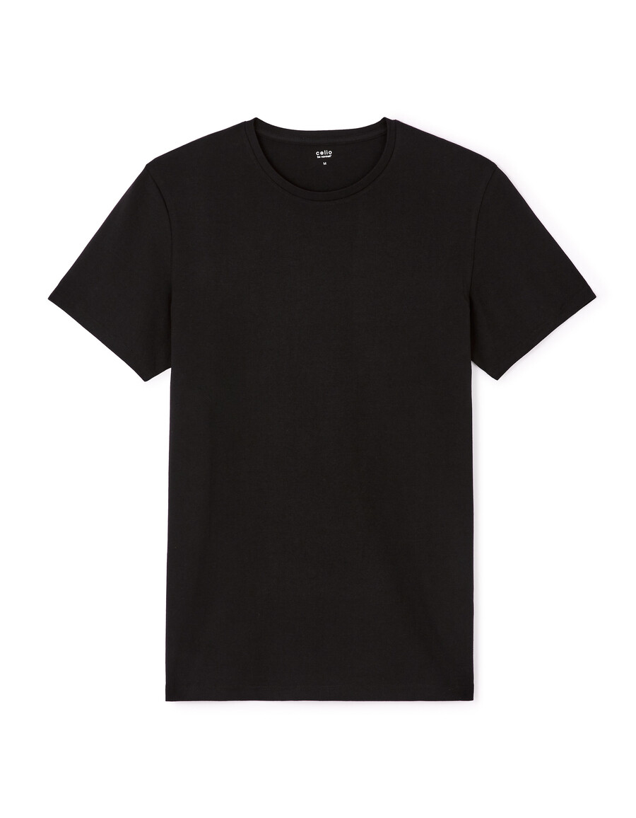 slim rundhalsad t-shirt i stretchig bomull lång