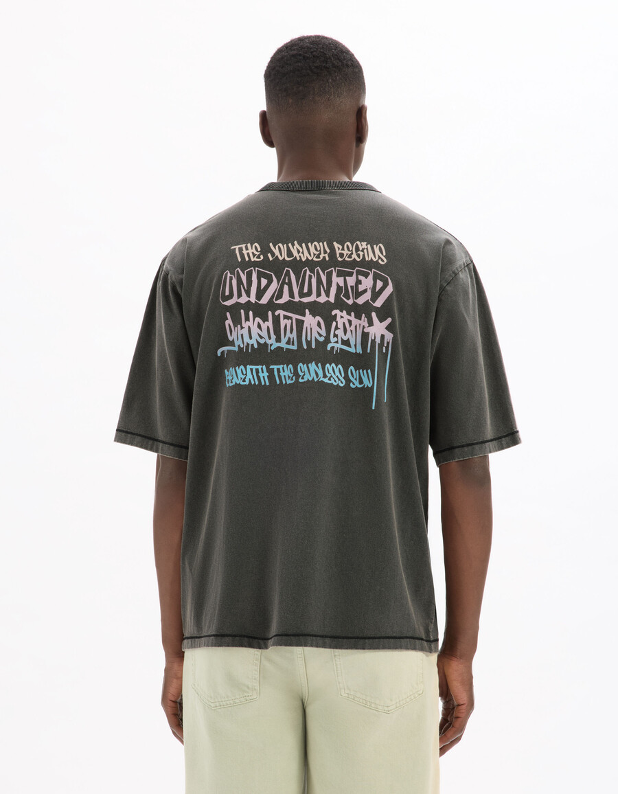 stor t-shirt med rund hals 100 bomull tryckt