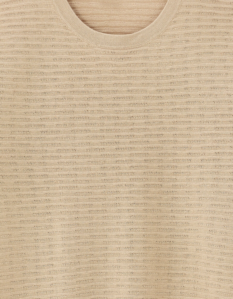 boxig rundhalsad öppenstickad t-shirt