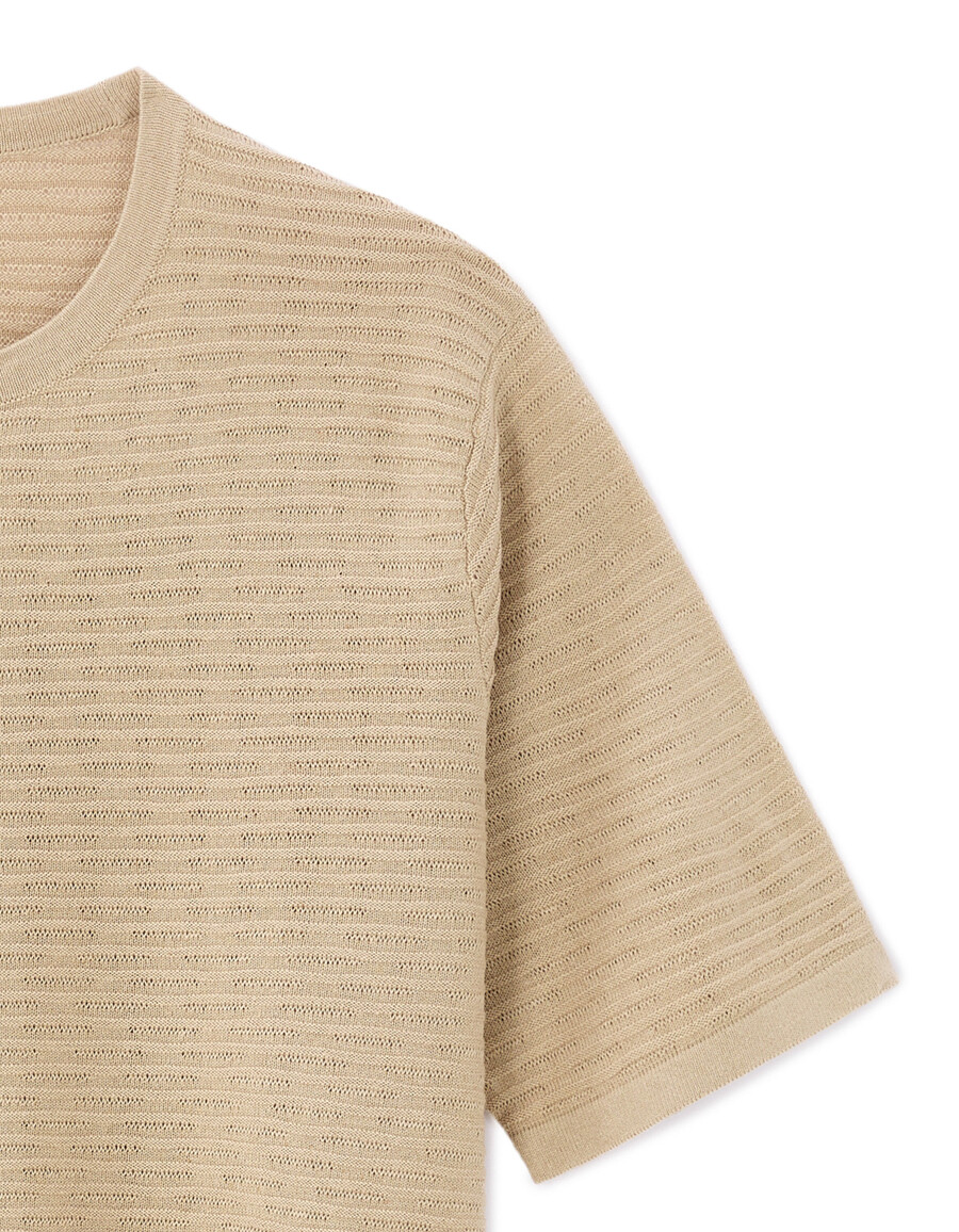 boxig rundhalsad öppenstickad t-shirt