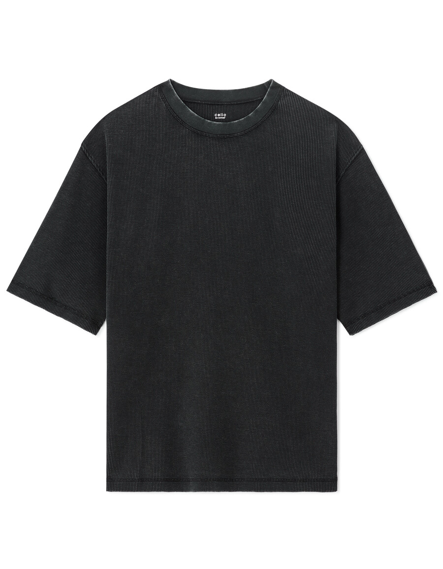 överdimensionerad t-shirt med rund hals 100 våffelstickad bomull