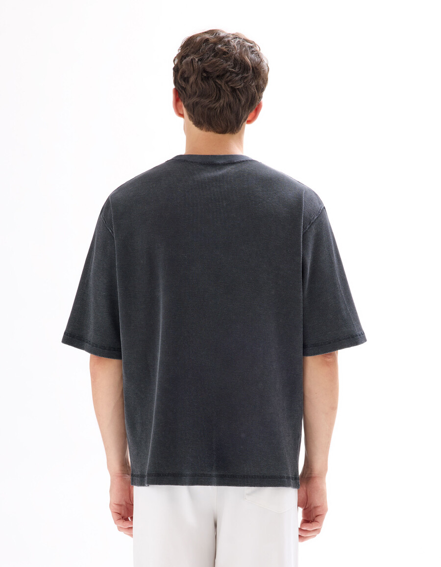 överdimensionerad t-shirt med rund hals 100 våffelstickad bomull
