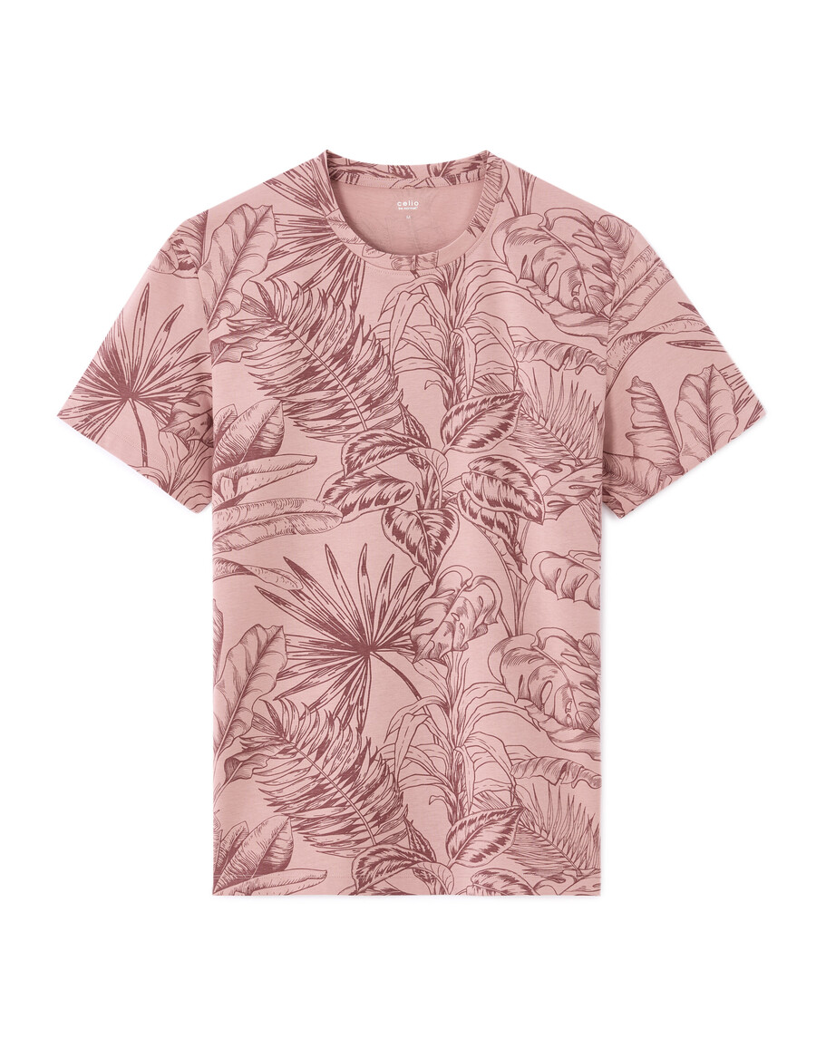 t-shirt med rund hals och blommönster i 100 bomull vanlig passform