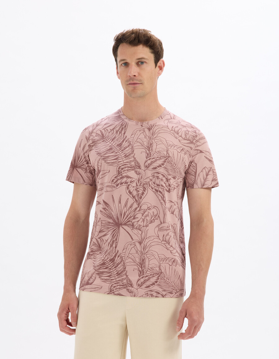 t-shirt med rund hals och blommönster i 100 bomull vanlig passform