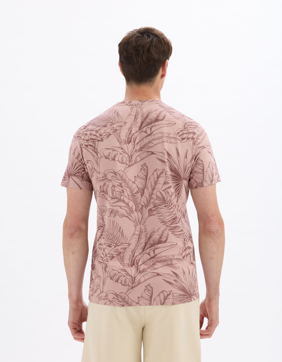 t-shirt med rund hals och blommönster i 100 bomull vanlig passform