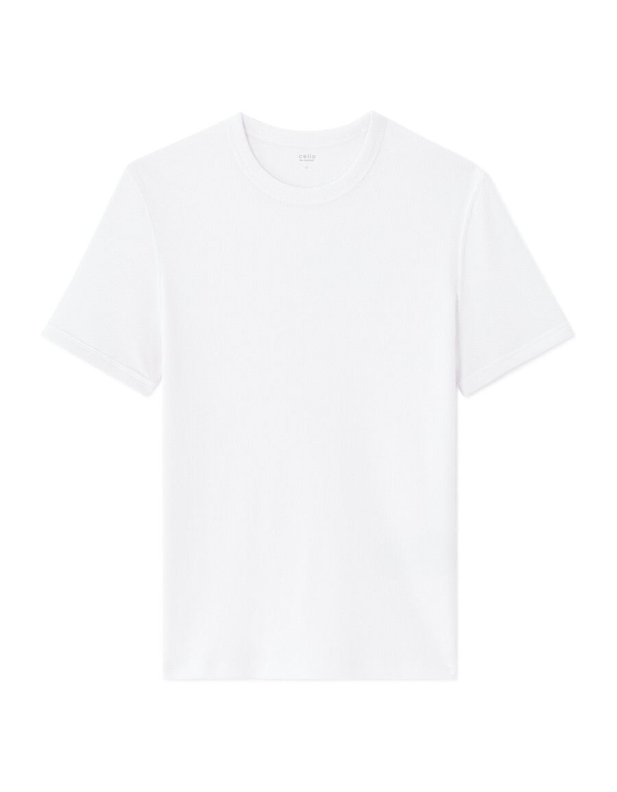 slim fit rund halsringad ribbad stretchig bomullst-t-shirt