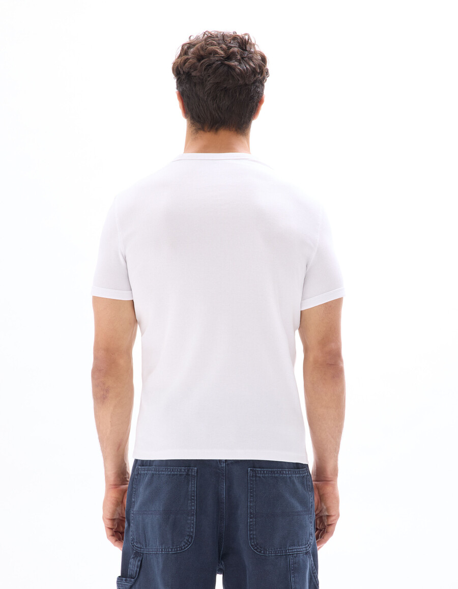 slim fit rund halsringad ribbad stretchig bomullst-t-shirt