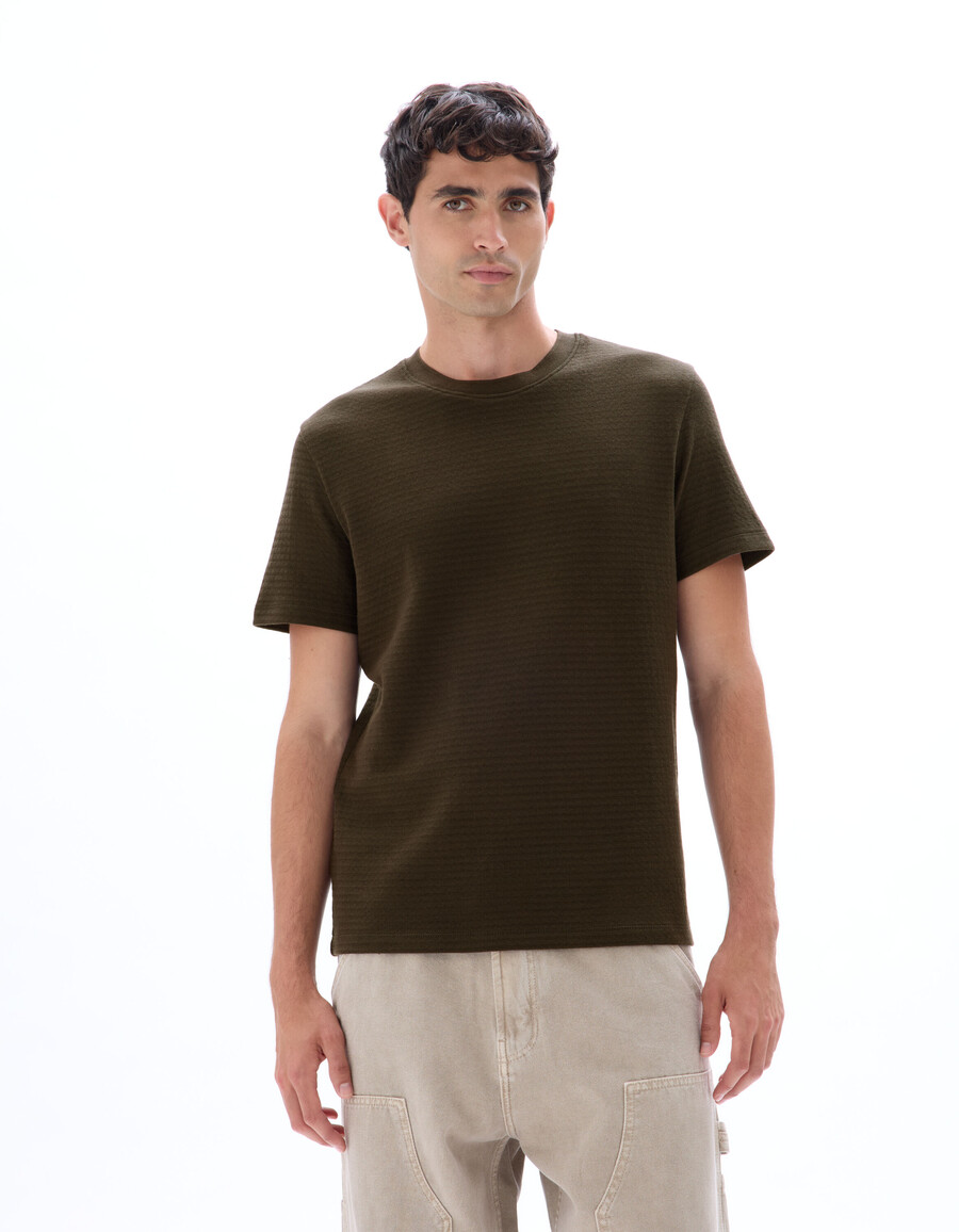 t-shirt med rund hals och normal passform 100 präglad bomull