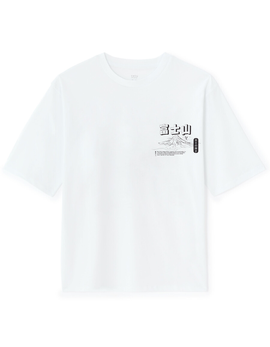 stor t-shirt med rund hals 100 bomull asiatiskt tryck