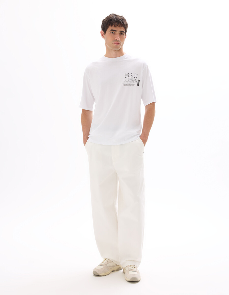 stor t-shirt med rund hals 100 bomull asiatiskt tryck