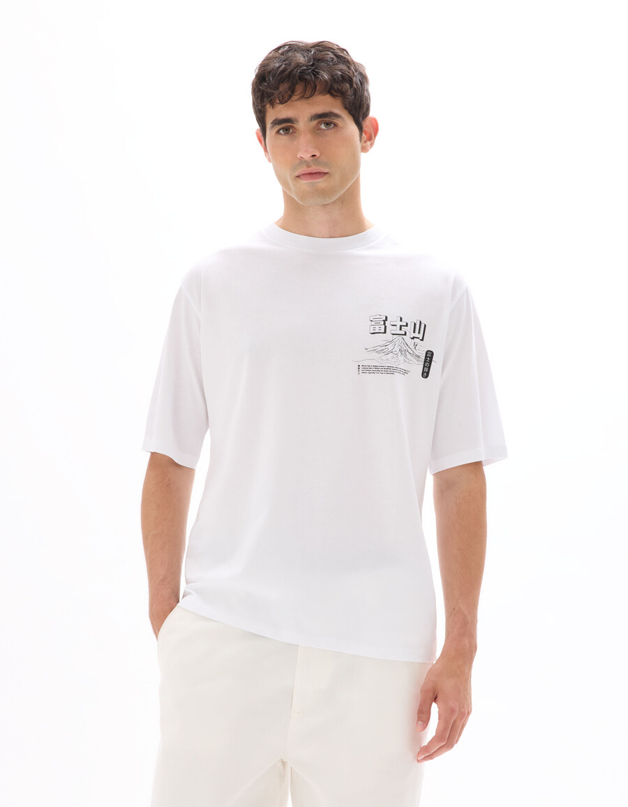 stor t-shirt med rund hals 100 bomull asiatiskt tryck