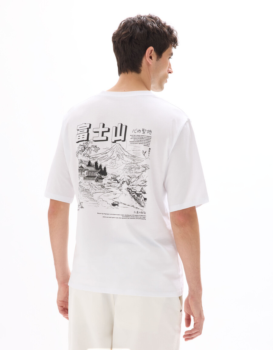 stor t-shirt med rund hals 100 bomull asiatiskt tryck