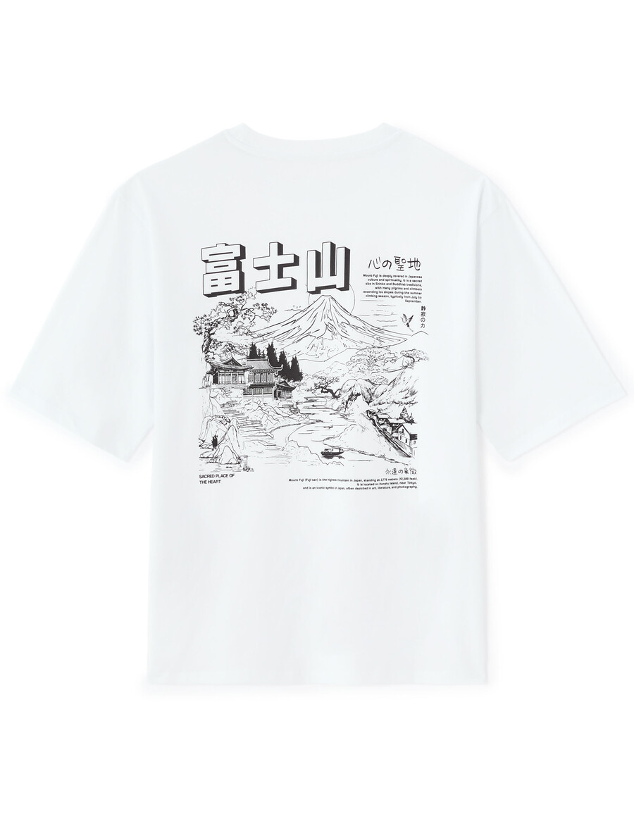stor t-shirt med rund hals 100 bomull asiatiskt tryck