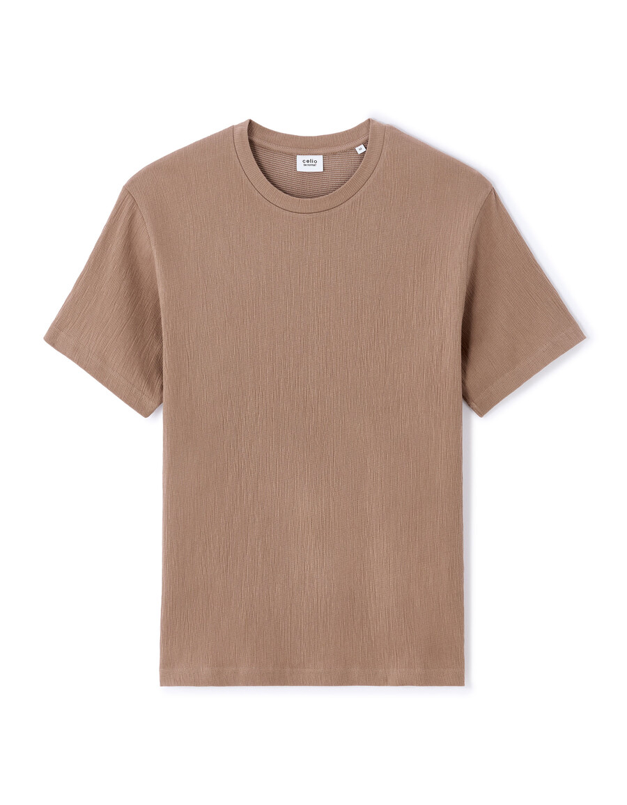t-shirt med rund hals och veck