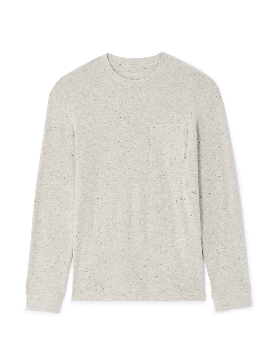 långärmad prickig t-shirt med normal passform
