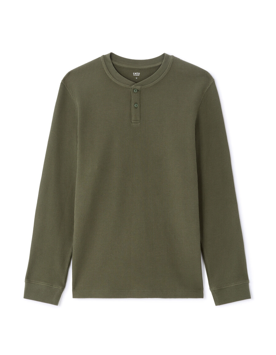 långärmad t-shirt med normal passform 100 våffelstickad bomull