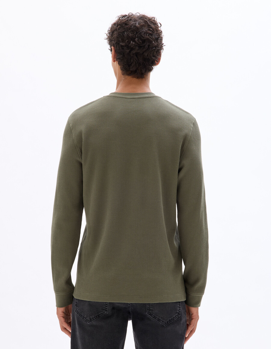 långärmad t-shirt med normal passform 100 våffelstickad bomull